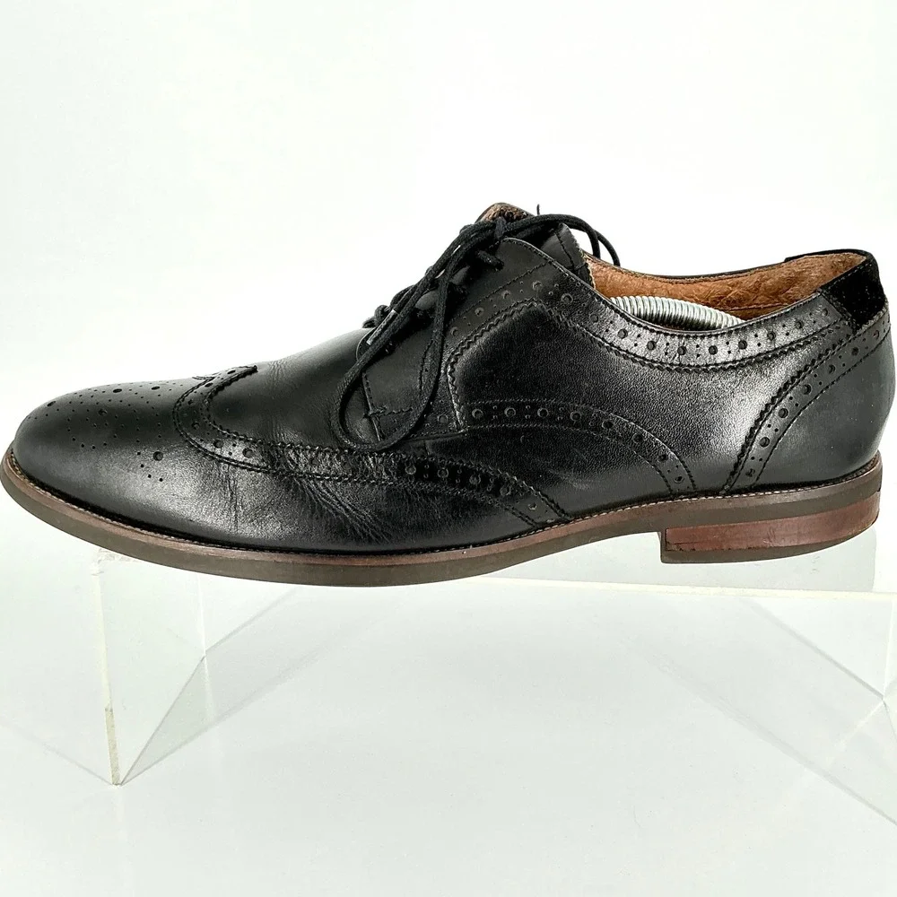 Florsheim Mens Size 11 Comfortech Black Leather Wingtip Brogue Derby Shoes Ortho